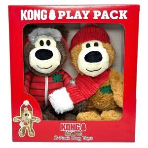 KONG Wild Knots Bear Dog Toy 2 Pack Plush Rope Squeaker Durable
